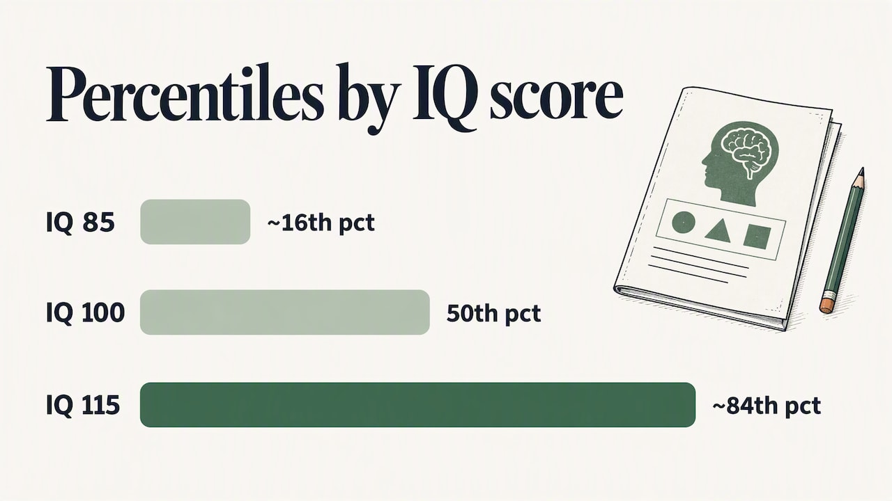 Interpreting scores: percentiles and practical limits — overview diagram